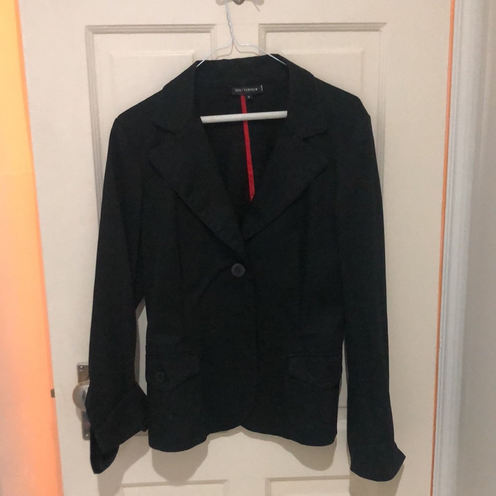 Holts Black Cotton Blazer